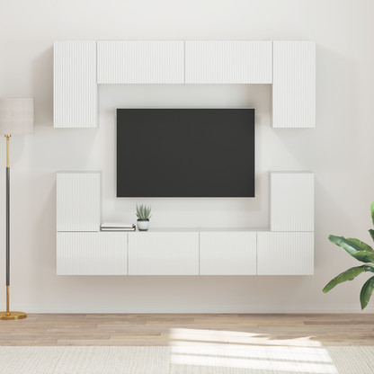 TV Cabinet Set 5 pcs High Gloss White Engineered Wood