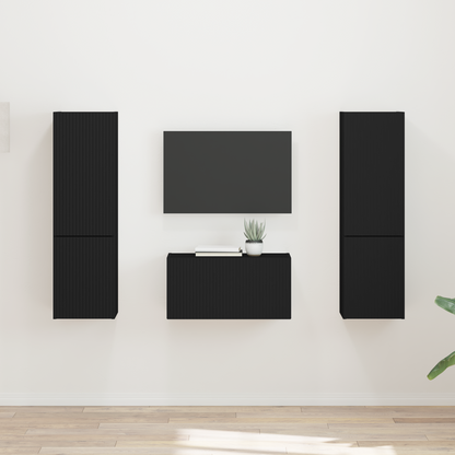 TV Cabinet Set 5 pcs Black Engineered Wood