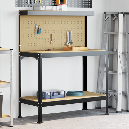 Workbench Black 114 x 54 x 145 cm Engineered Wood and Metal
