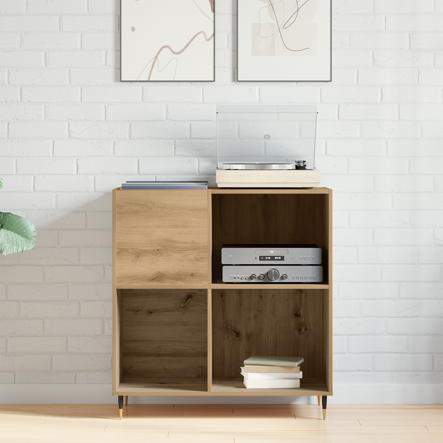 Record Cabinet Artisan oak 85 x 38 x 89 cm Engineered Wood