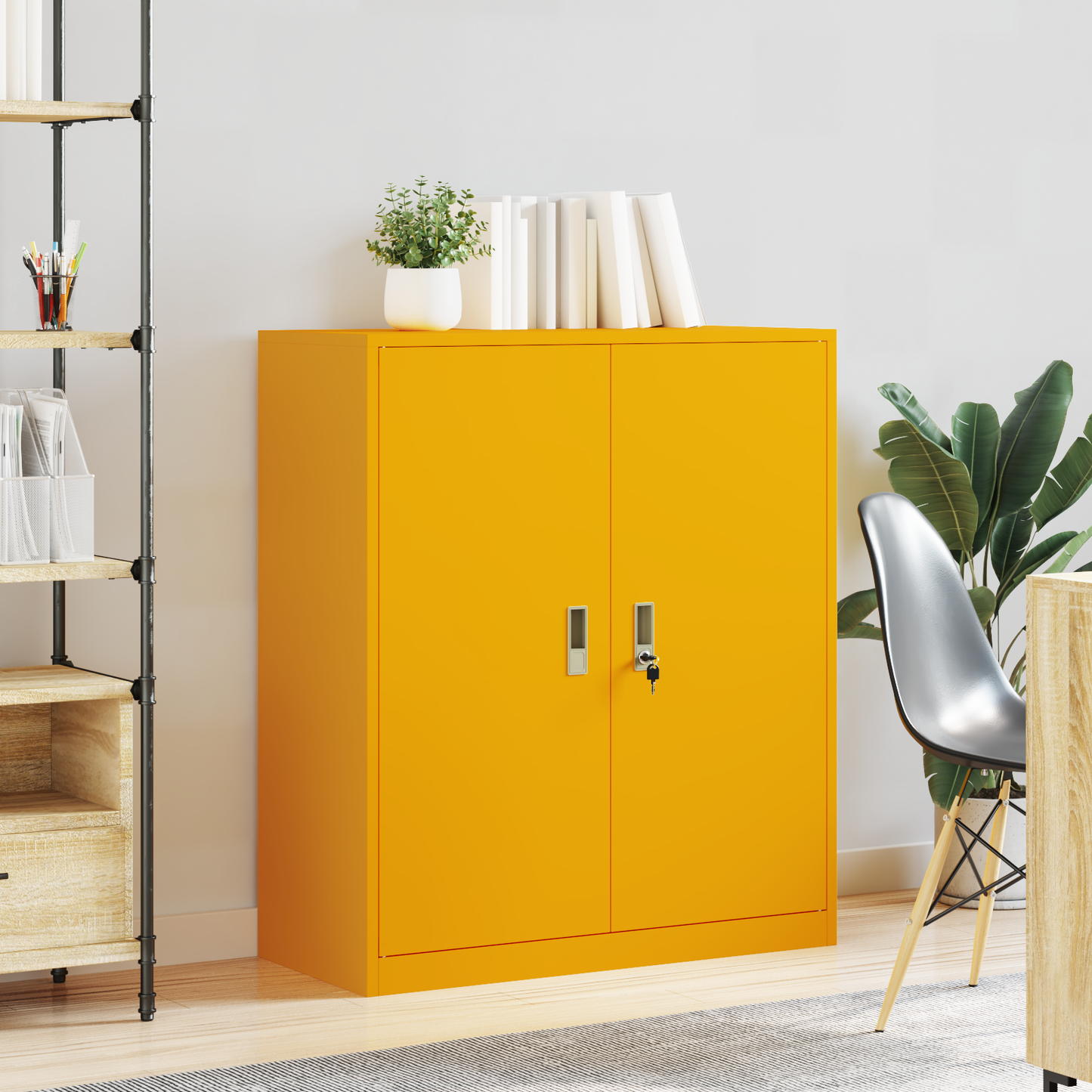 Storage Cabinet Mustard Yellow 90 x 40 x 105 cm Steel