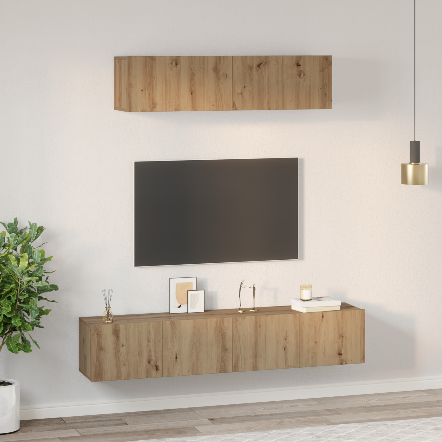 TV Cabinet Set Wall-mounted 4 pcs Artisan Oak Engineered Wood