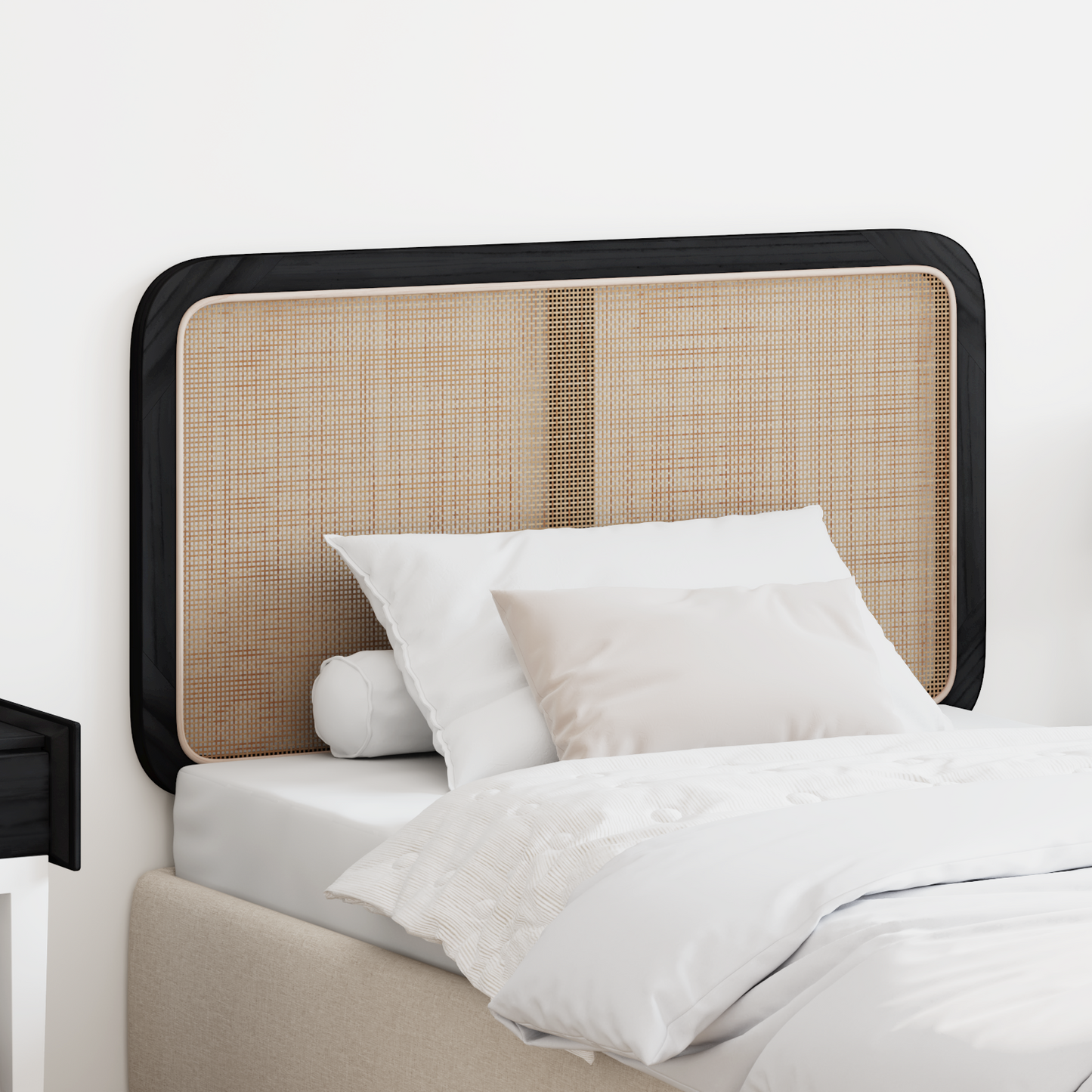 Headboard with Headboard Black 100 x 55 x 3 cm Rattan
