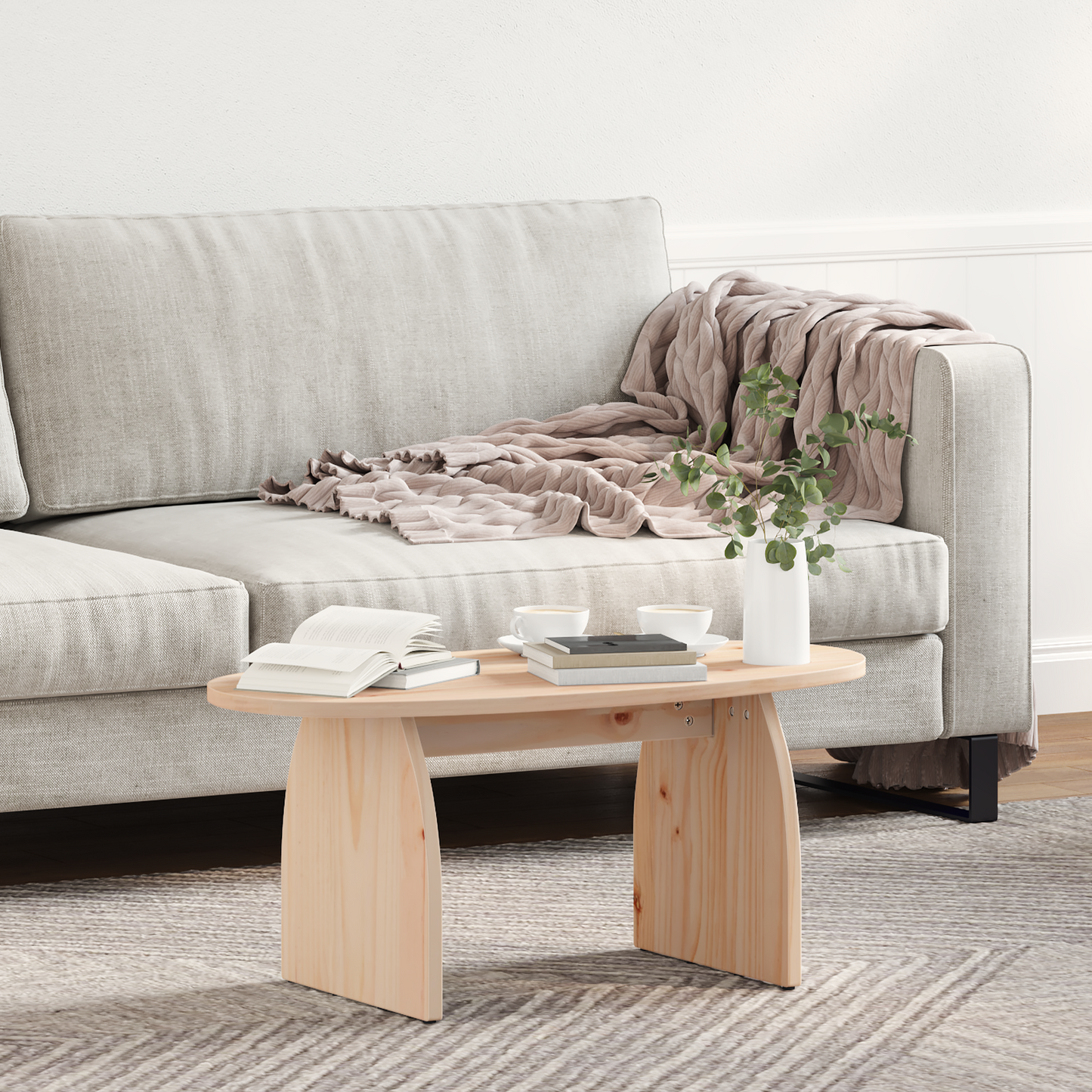 Coffee Table Brown 80 x 40 x 35 cm Solid Pine Wood