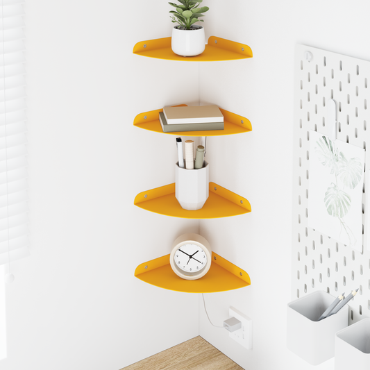 Floating Shelf with Shelf 4 pcs Mustard Yellow 18 x 18 x 2 cm