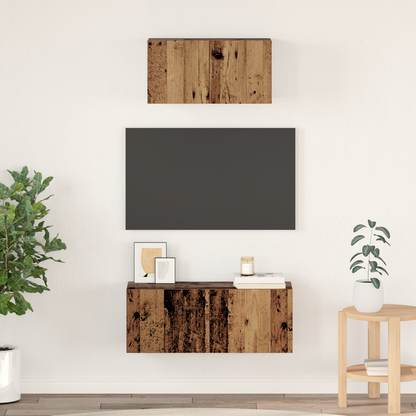 TV Cabinet Set Wall-mounted 2 pcs Old Wood Engineered Wood