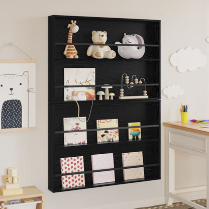 Magazine Rack 2 pcs Black Oak 100 x 12 x 70 cm Engineered Wood