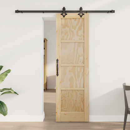 Sliding Door Natural and Black 61 x 198.5 cm Solid Pine Wood