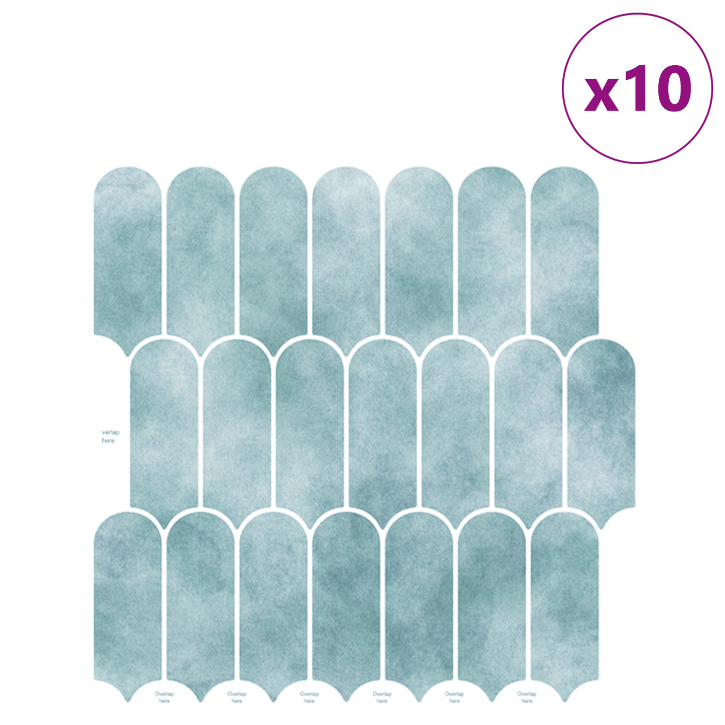 Feather Tile 10 pcs Green 30 x 30 cm Polyurethane and PET