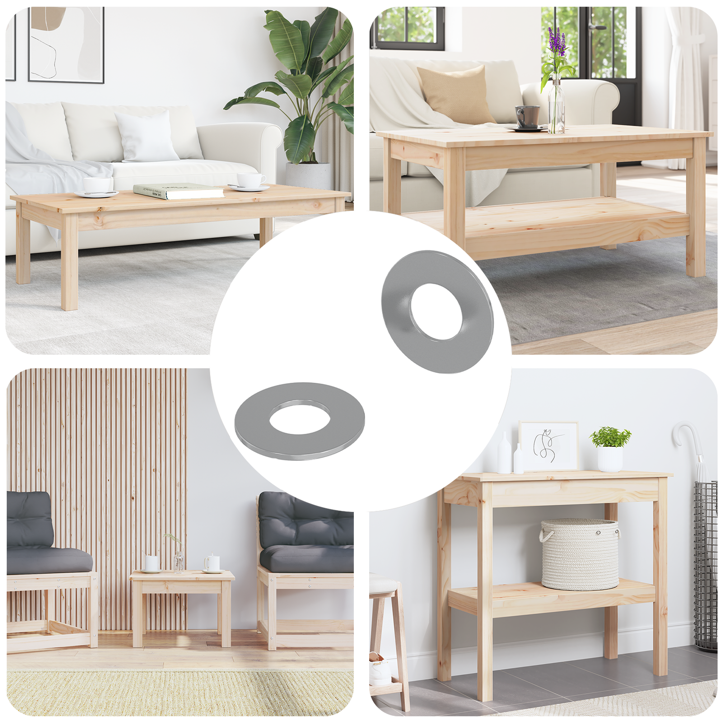 Washers 2 pcs Silver 16 x 16 x 1.5 cm Iron