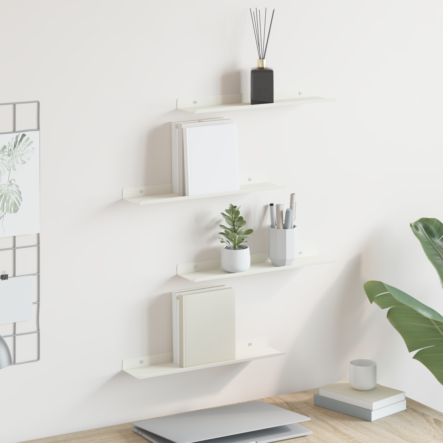 Floating Shelf Wall-mounted 4 pcs White 40 x 8.5 x 2.5 cm Steel