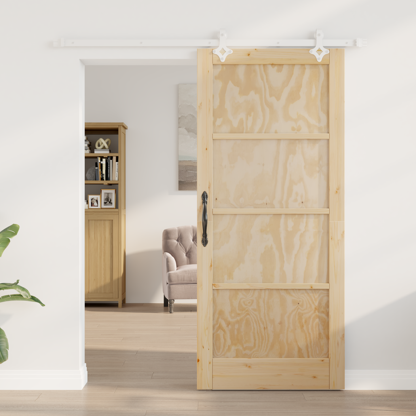 Sliding Door Natural and White 86 x 198.5 cm Solid Pine Wood