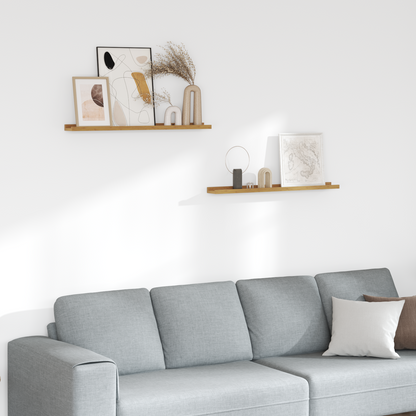 Wall Shelf with Shelf 2 pcs Beige 80 x 9 x 3 cm Engineered Wood