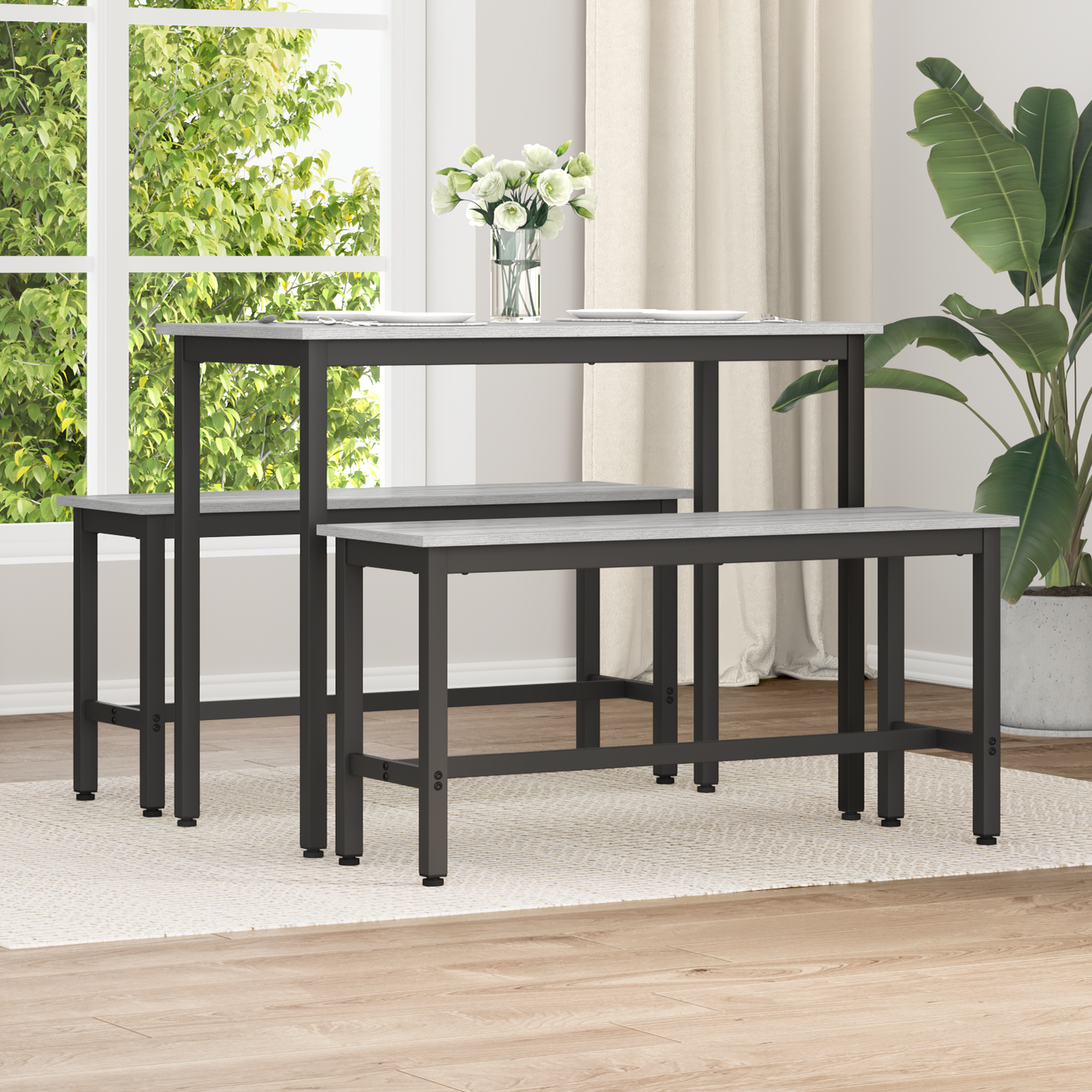 Dining Bench 2 pcs Grey Sonoma 100 x 32.5 x 48.5 cm