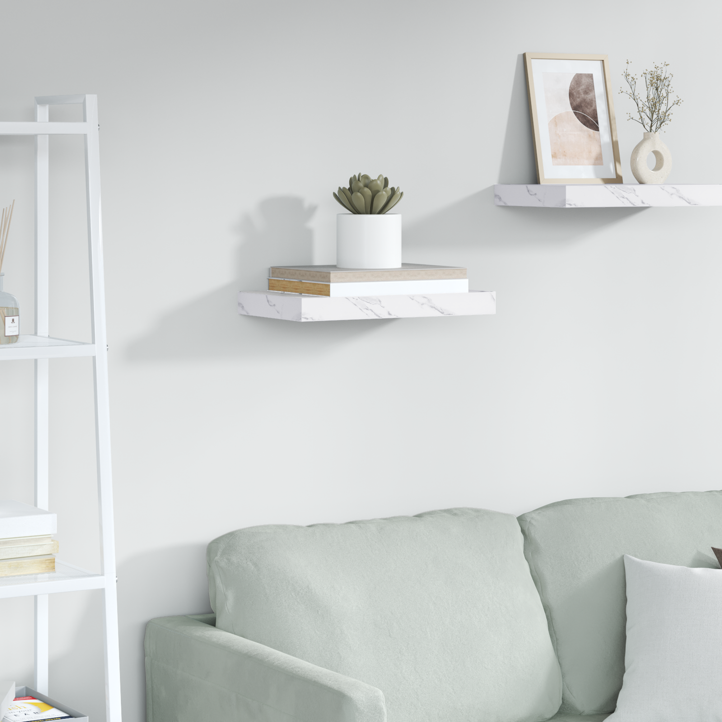Wall Shelf White Marble 40 x 23.5 x 4 cm Engineered Wood