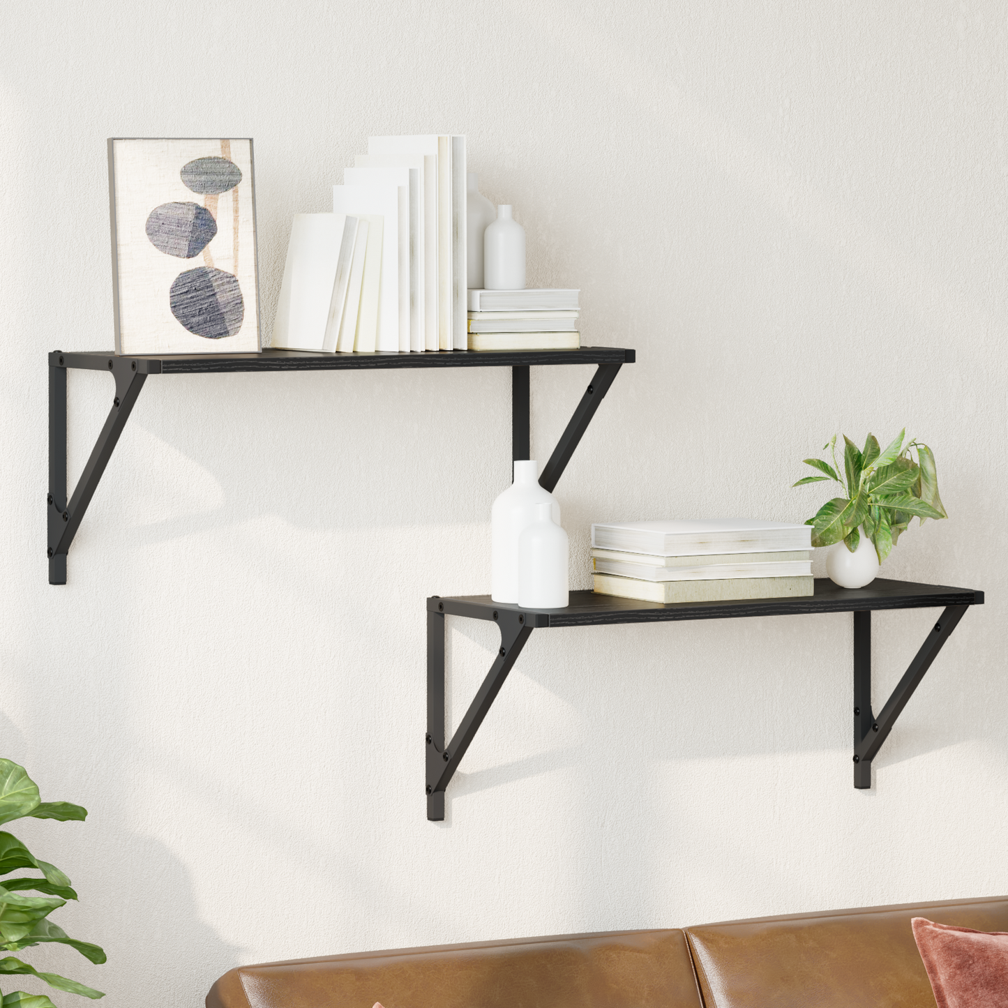 Wall Shelves 2 pcs Black Oak 60 x 25 x 25.5 cm Engineered Wood