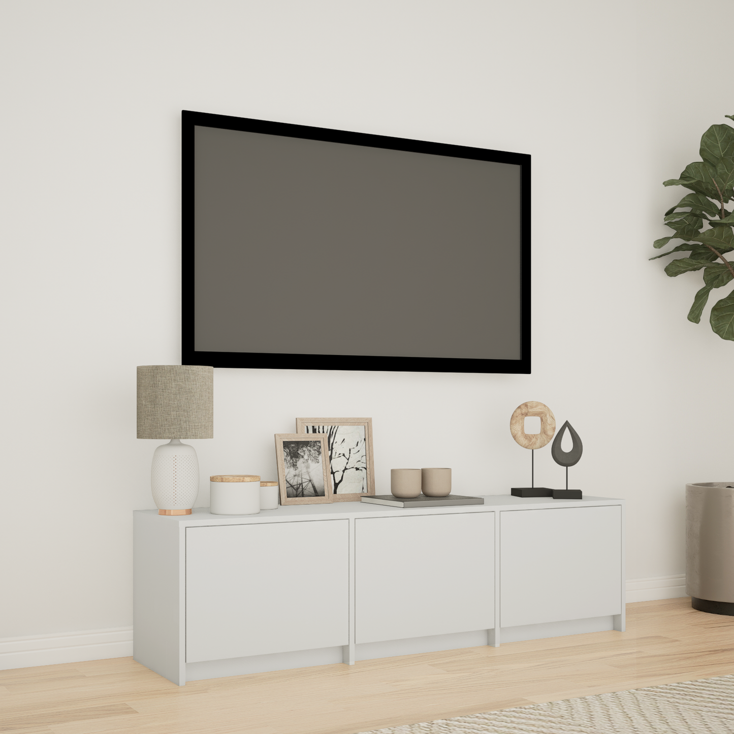 TV Cabinet with LED White 140 x 34 x 40 cm Engineered Wood