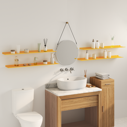 Floating Shelf 4 pcs Mustard Yellow 100 x 18 x 2.5 cm Steel