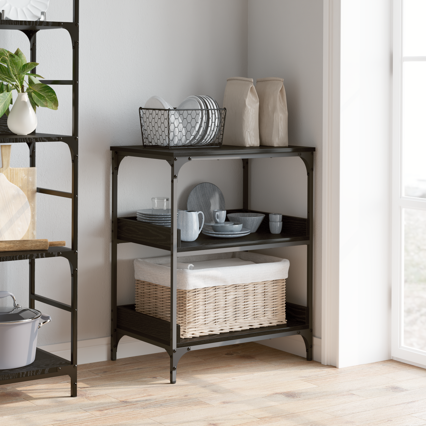 Kitchen Trolley Black Oak 60 x 41 x 80.5 cm Engineered Wood