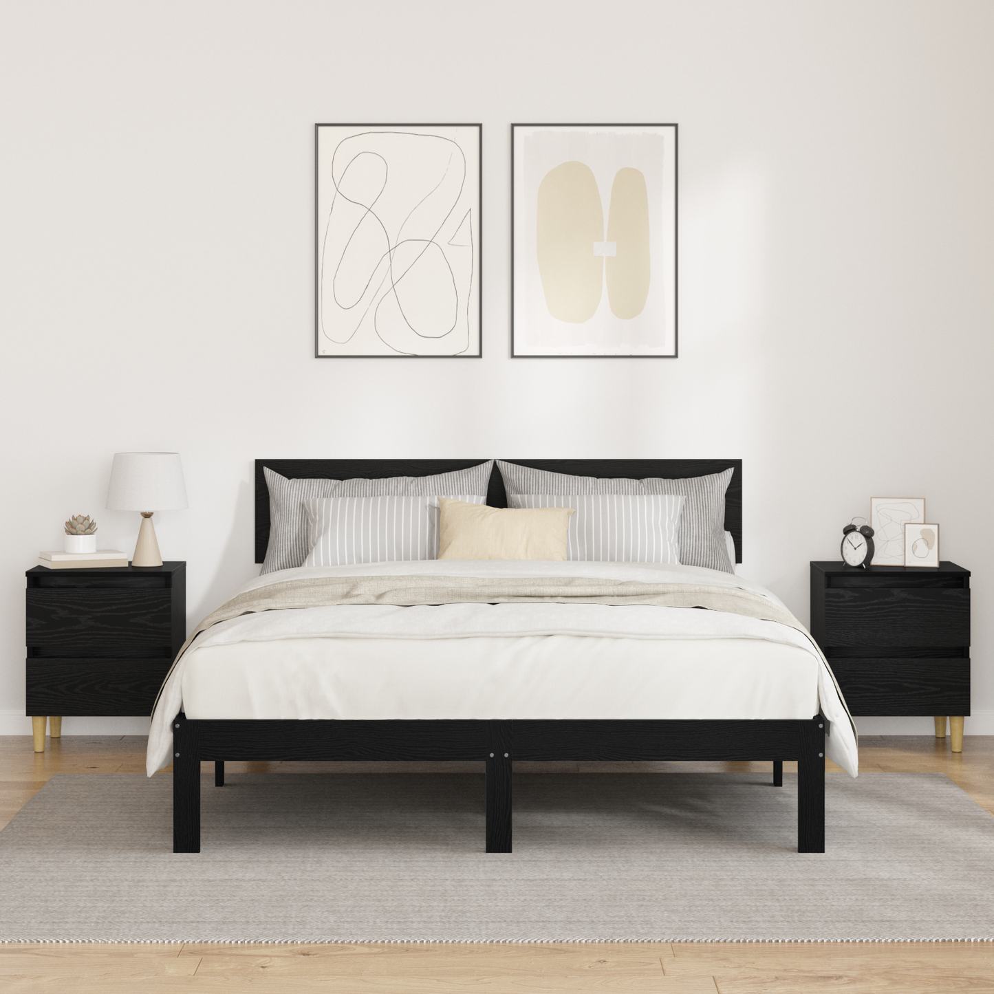 Bed Cabinet Black Oak 40 x 35 x 50 cm Engineered Wood