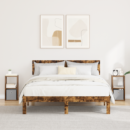 Bedside Table with Drawer 2 pcs Smoked Oak 25.5 x 22 x 49.5 cm