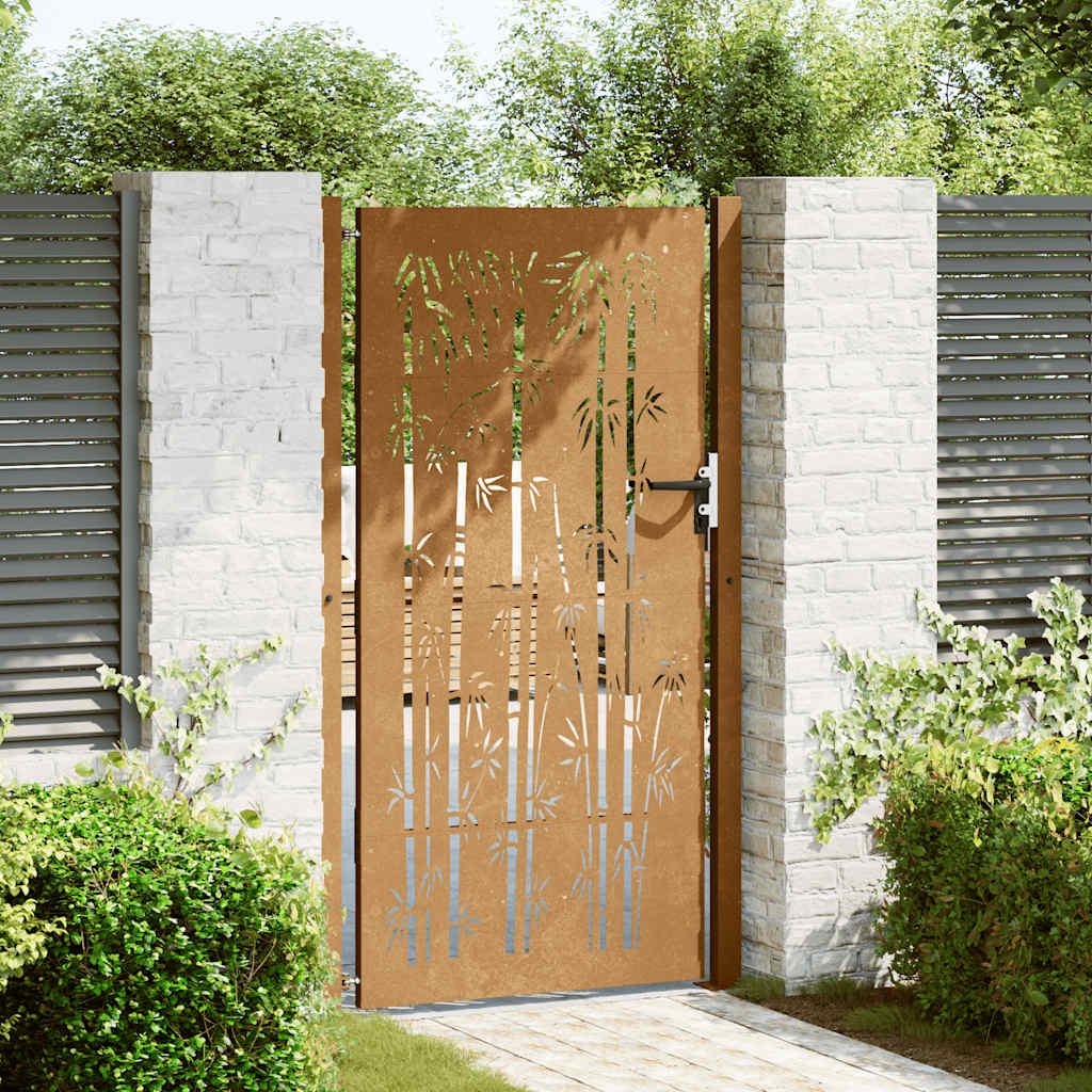 Garden Gate 100x200 cm Corten Steel Bamboo Design