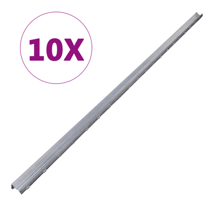 Fence Post 10 pcs Silver 200 cm Steel