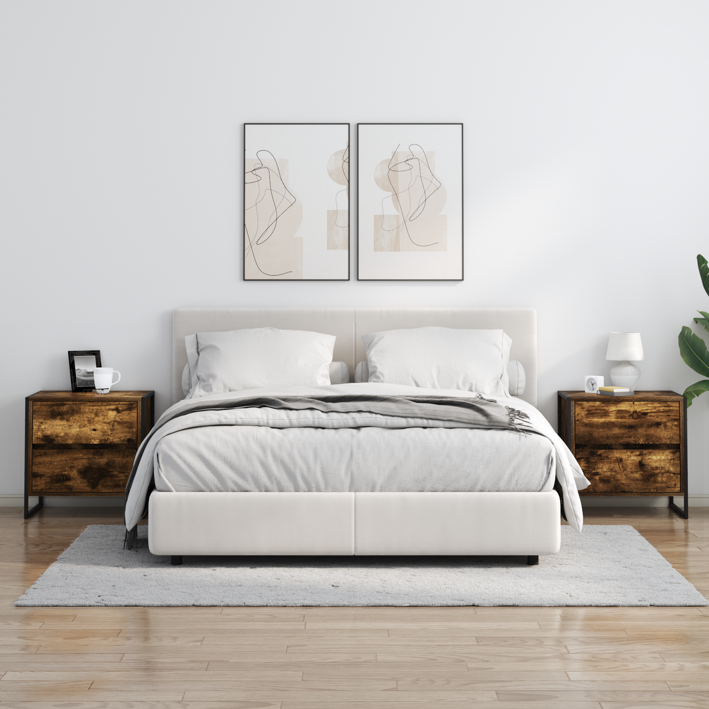 Bedside Table Smoke Oak 50 x 39.5 x 50 cm Engineered Wood