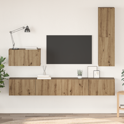 Wall TV Cabinet Wall-mounted 4 pcs Artisan Oak Engineered Wood