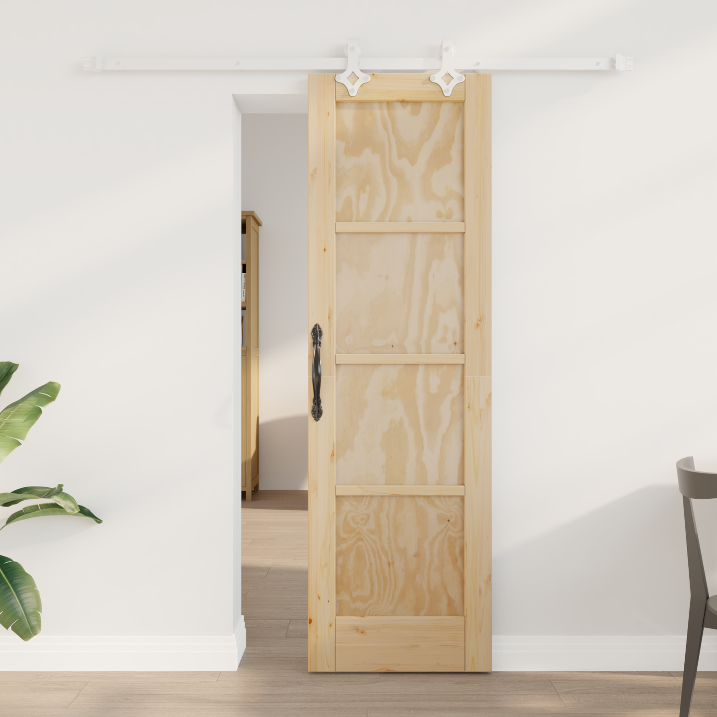Sliding Door Natural and White 61 x 198.5 cm Solid Pine Wood