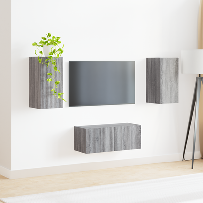 TV Cabinet Set Wall-mounted 2 pcs Grey Sonoma Engineered Wood