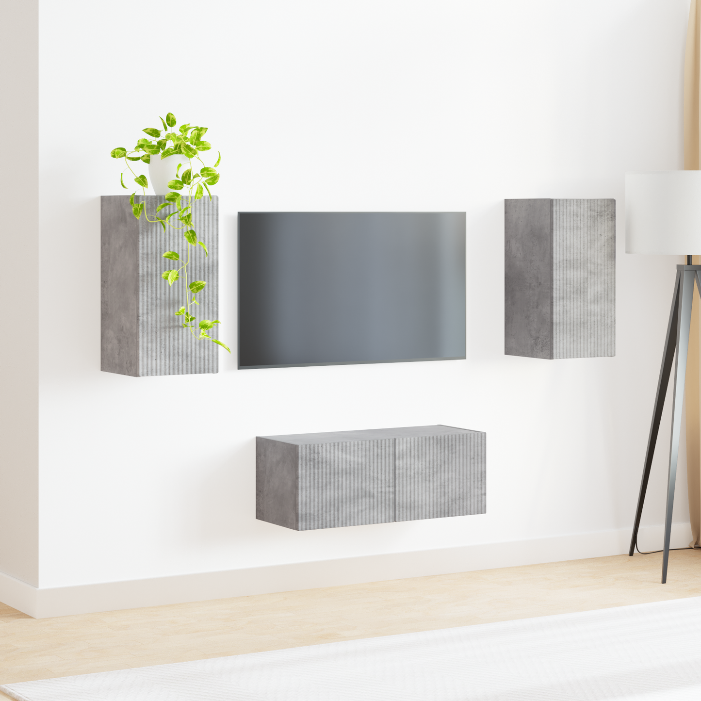 TV Cabinet Set Wall-mounted 2 pcs Concrete Grey Engineered Wood