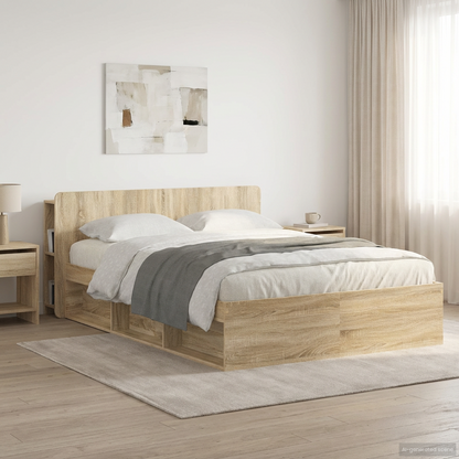 Headboard Cabinet with Storage Sonoma Oak Engineered Wood