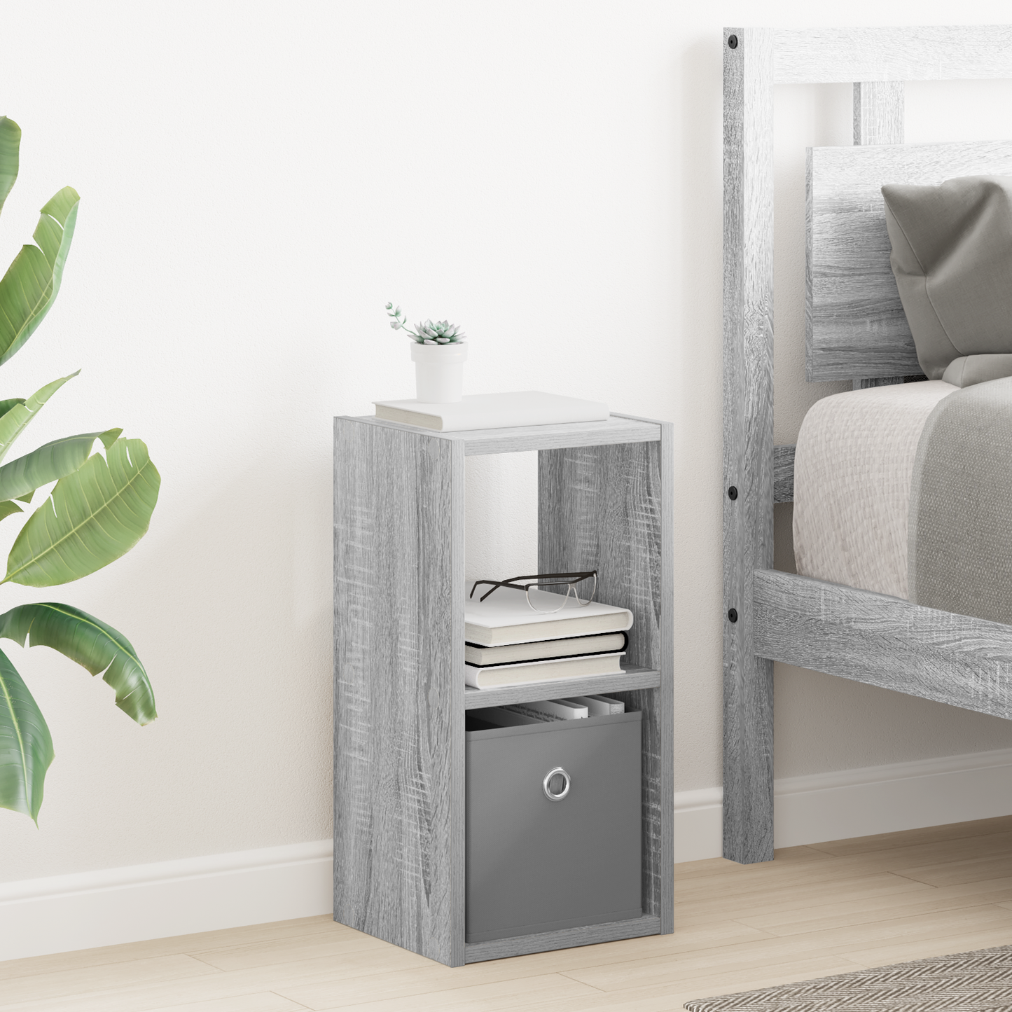 Bedside Table with Drawer 2 pcs Grey Sonoma 25.5 x 22 x 49.5 cm