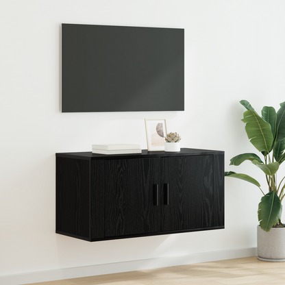 Wall Mounted TV Cabinet Black Oak 80 x 34.5 x 40 cm
