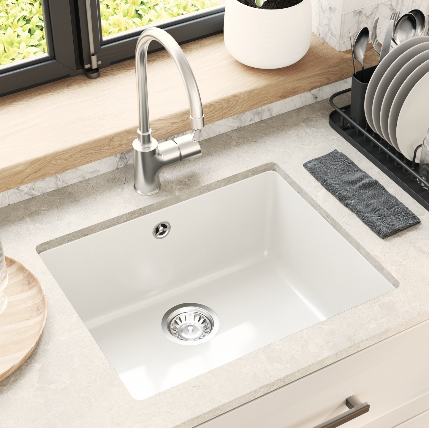 Sink White 530 x 460 mm 80% Quartz and 20% Resin