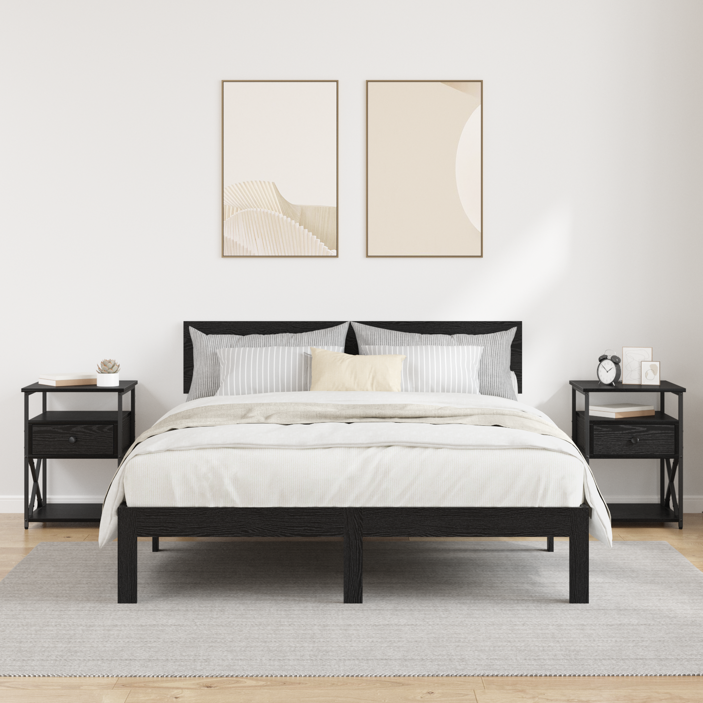 Bedside Cabinet 2 pcs Black Oak 40 x 42 x 55 cm Engineered Wood