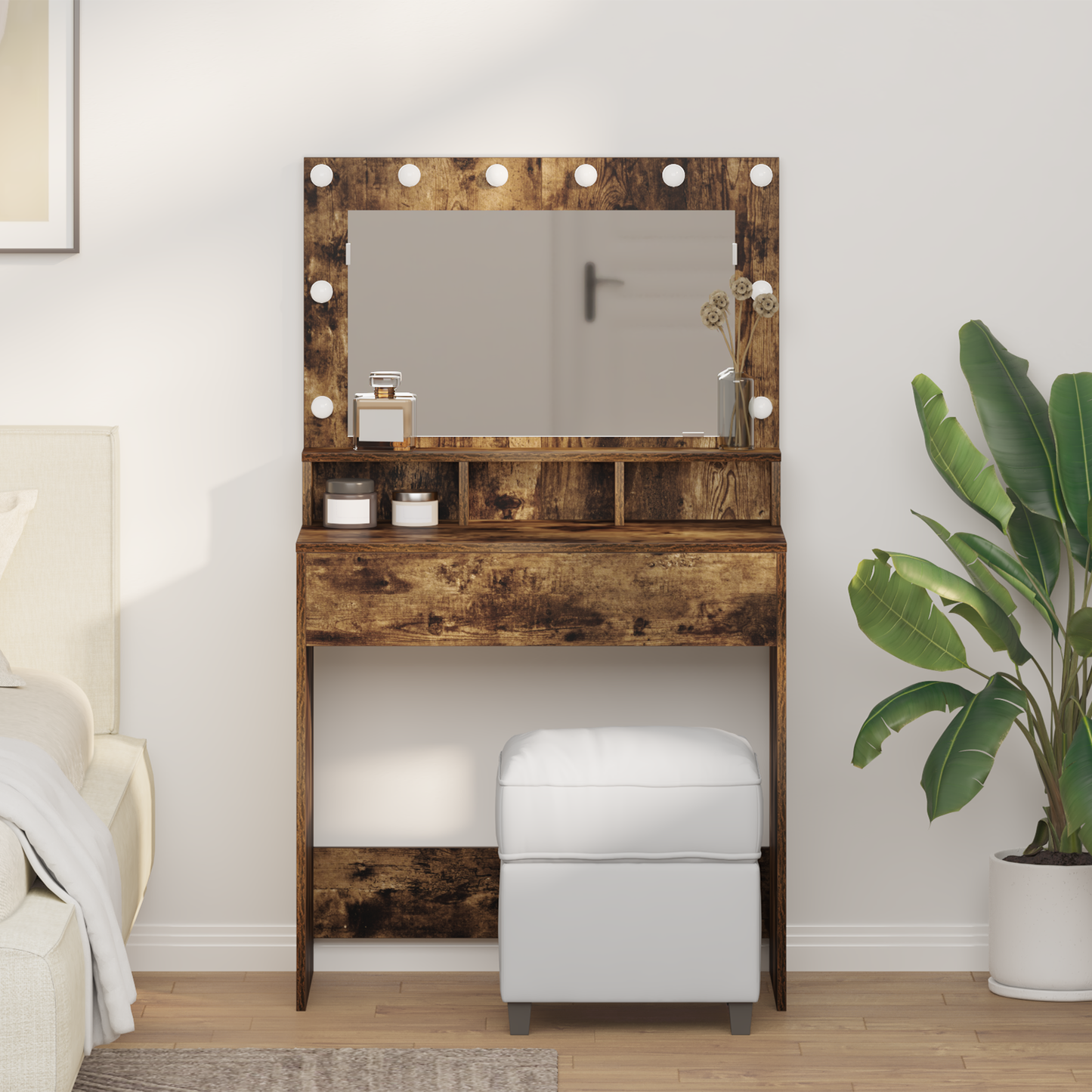 Dressing Table Smoked Oak 75.5 x 41 x 135 cm Engineered Wood