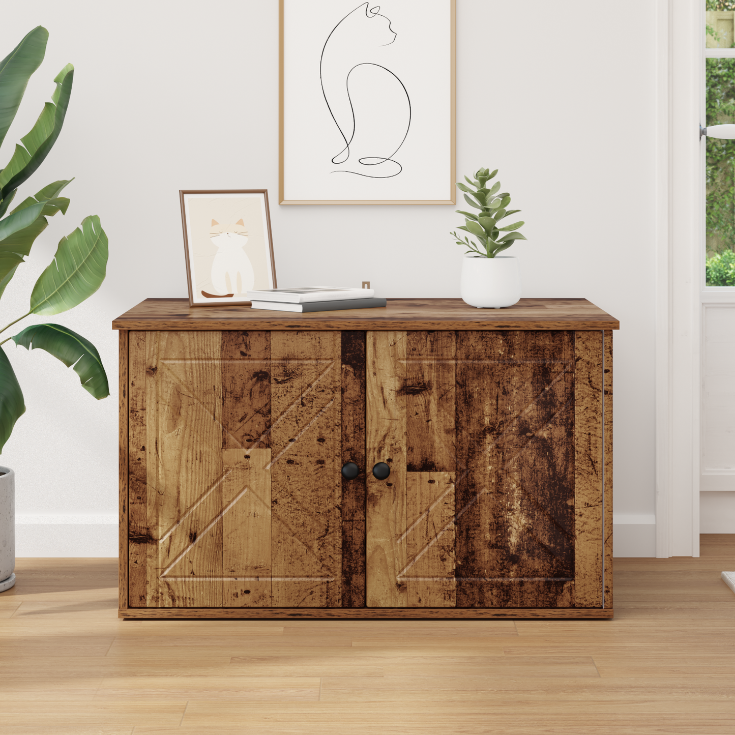 Cat House Old Wood 85 x 55 x 50 cm Engineered Wood