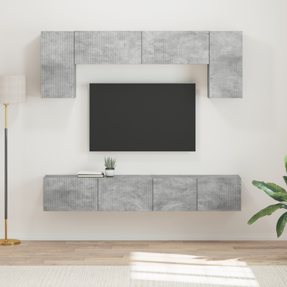 TV Cabinet Set Wall-mounted 4 pcs Concrete Grey Engineered Wood