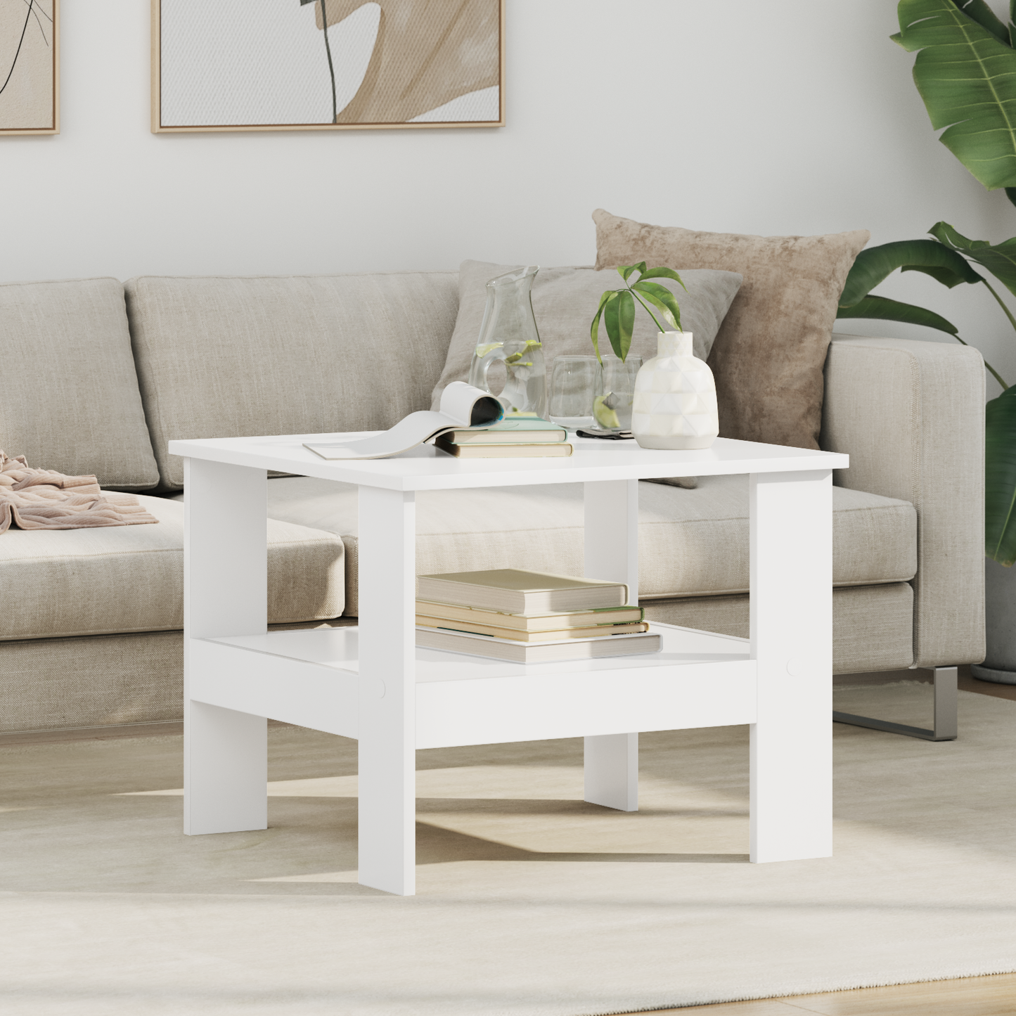 Coffee Table White 57 x 55 x 45 cm Engineered Wood