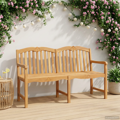 Handcarved Rose Bench 150 x 60.5 x 95 cm Solid Teak Wood
