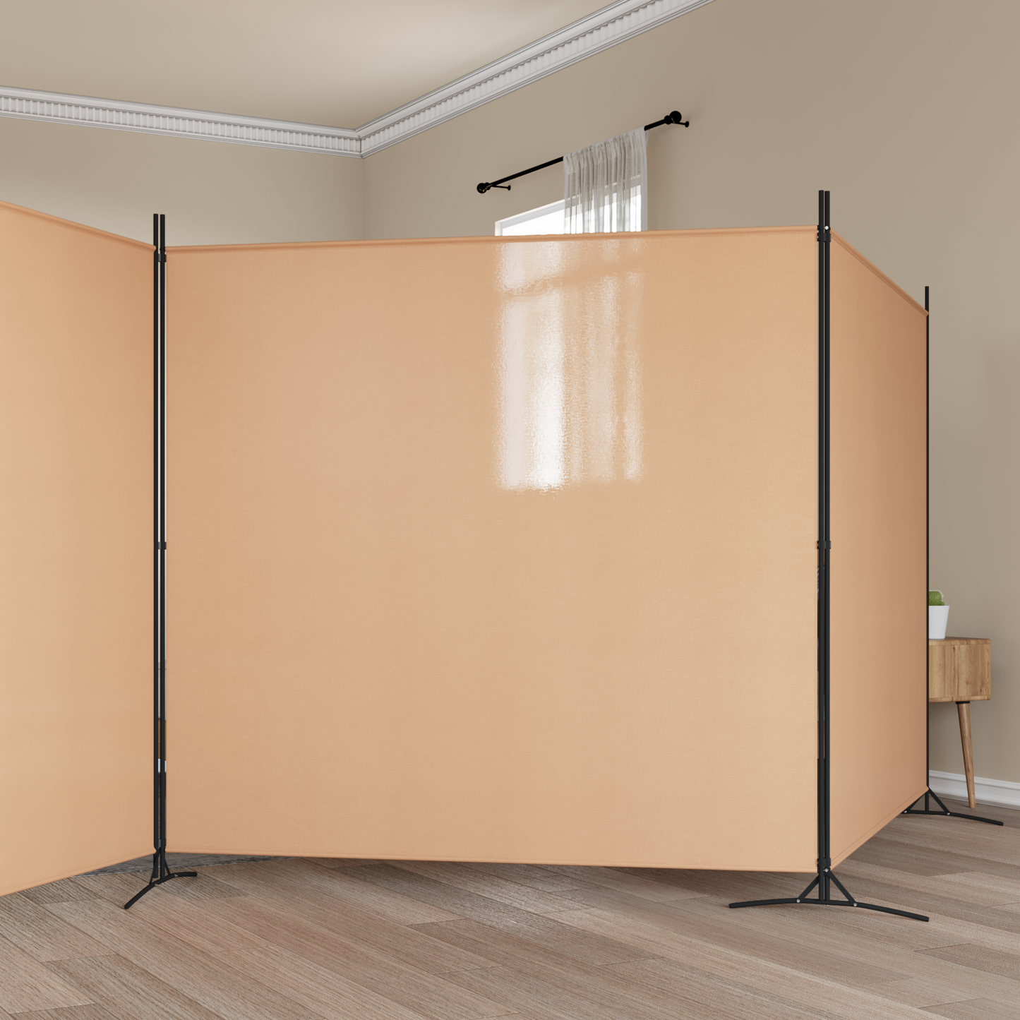 4-Panel Room Divider Beige 698 x 180 cm Fabric