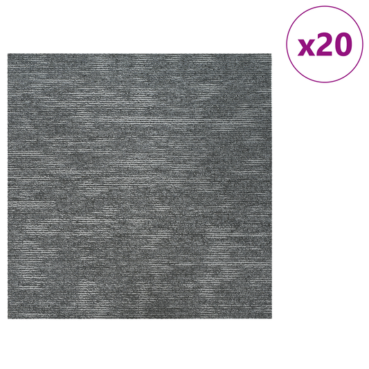 Carpet Tile Rock Grey 50 x 50 cm 20 pcs PP and Bitumen