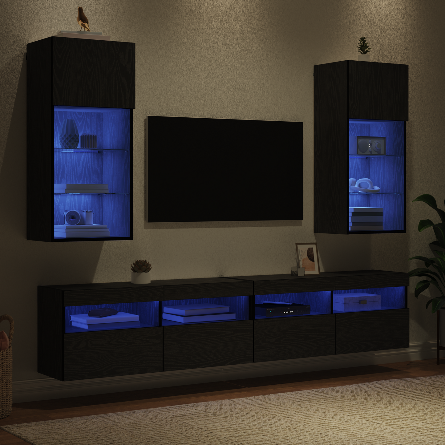 Wall-mounted TV Cabinets 2 pcs Black Oak 40.5 x 30 x 90 cm