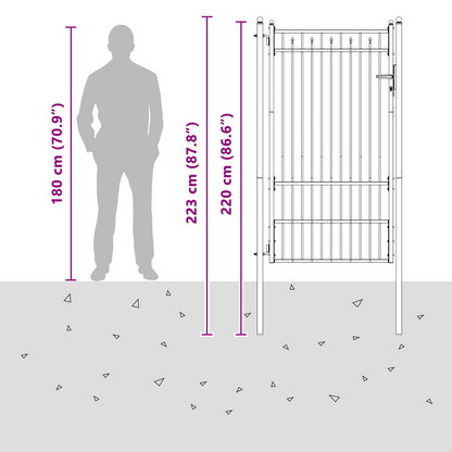 Fence Gate HORST 100 x 175 cm Metal Black Lockable
