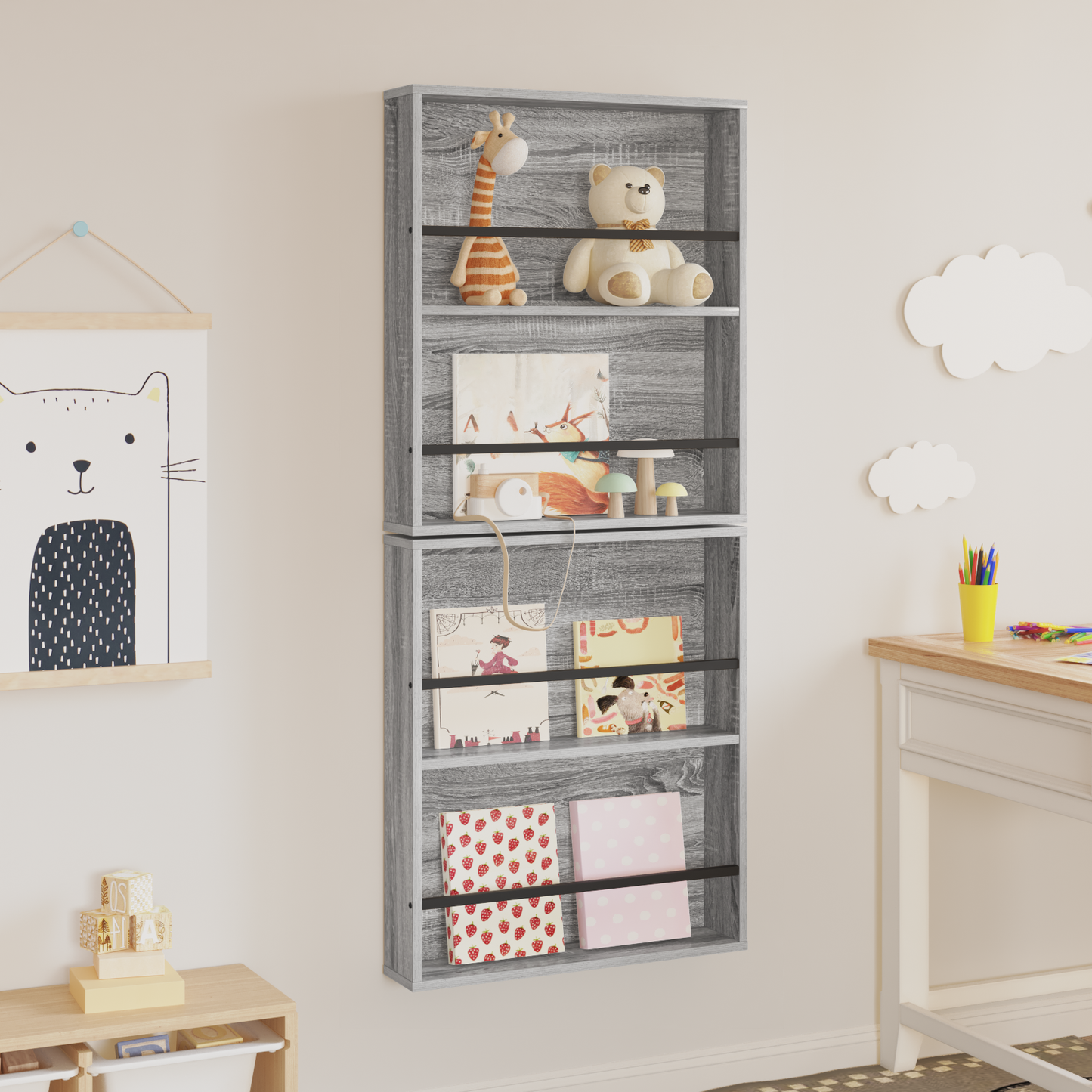 Magazine Rack 2 pcs Grey Sonoma 60 x 12 x 70 cm Engineered Wood