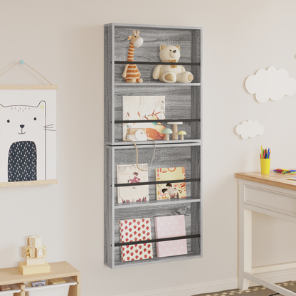 Magazine Rack 2 pcs Grey Sonoma 60 x 12 x 70 cm Engineered Wood