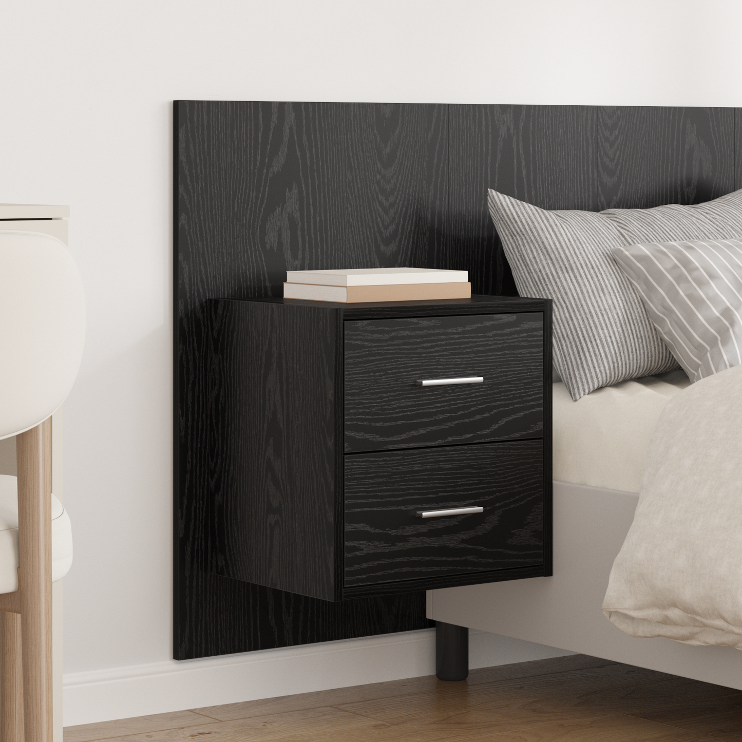 Headboard with Cabinet 3 pcs Black Oak Engineered Wood