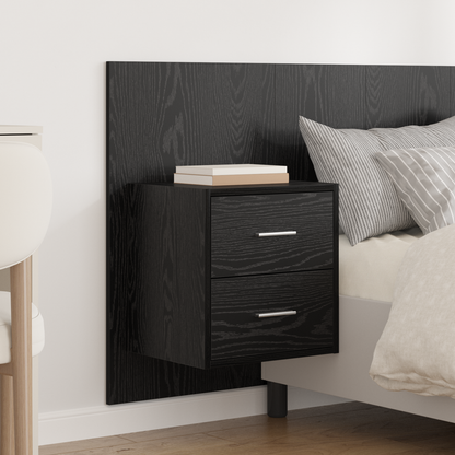 Headboard with Cabinet 3 pcs Black Oak Engineered Wood